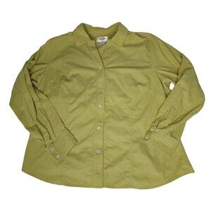 Talbots Womens Corduroy Cotton Button Up Shirt Lime Green Size 1X, MSRP $89.99